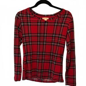 Laura Ashley red tartan plaid long-sleeve pajama top